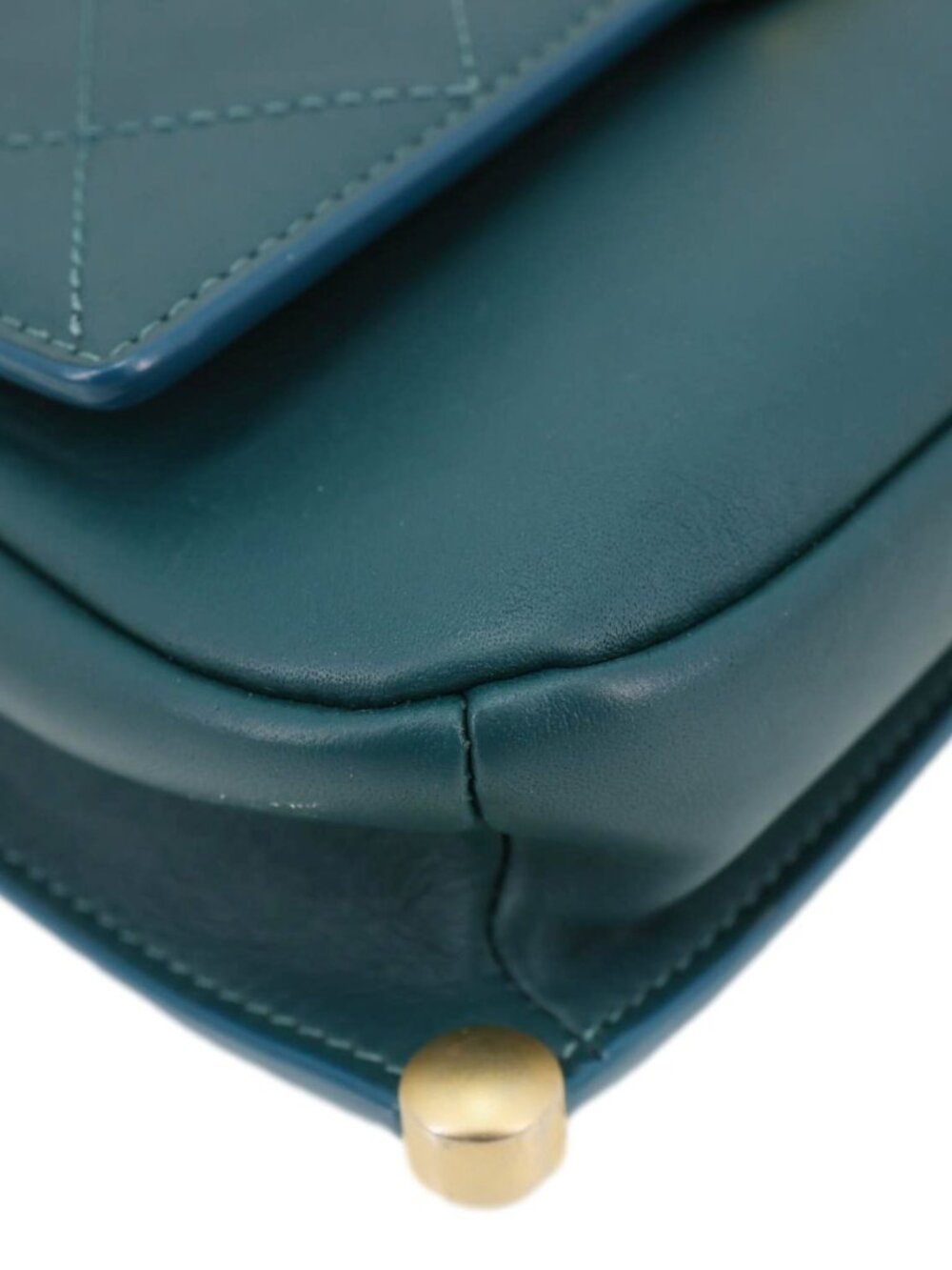 Chanel CC Stitched Flap Calfskin Leather Crossbody Bag Green - Picture 5 of 12